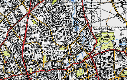 Old map of The Wrythe in 1945
