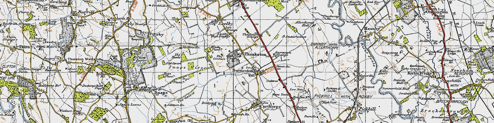Old map of Theakston in 1947