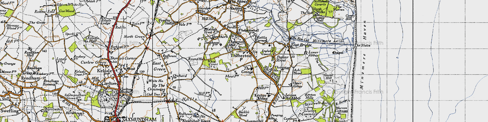 Old map of Theberton in 1946