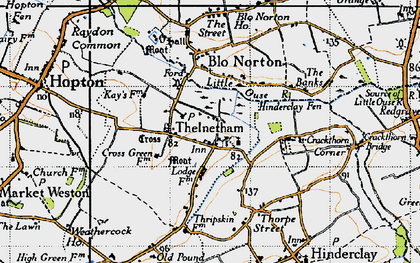 Old map of Thelnetham in 1946
