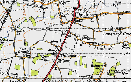 Old map of Thelveton in 1946