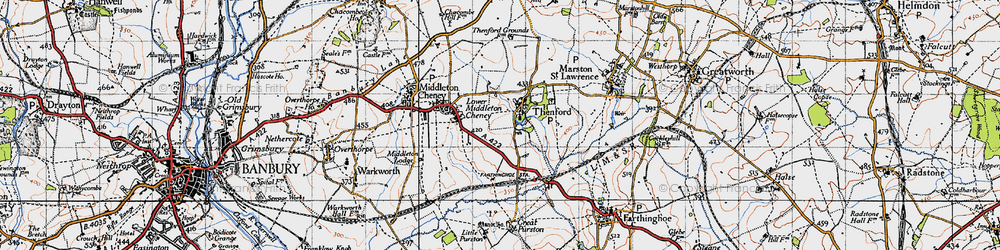 Old map of Thenford in 1946