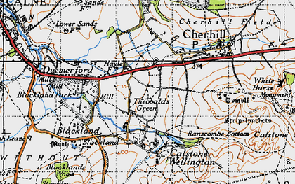 Old map of Theobald's Green in 1940