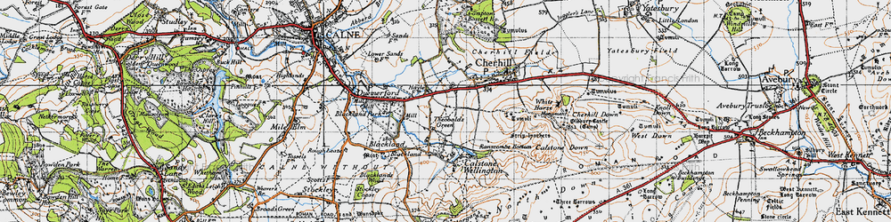 Old map of Theobald's Green in 1940