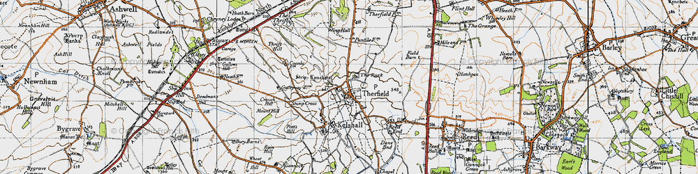 Old map of Therfield in 1946