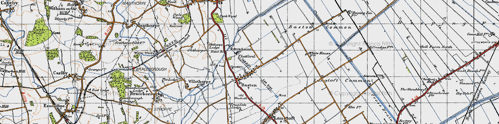 Old map of Thetford in 1946