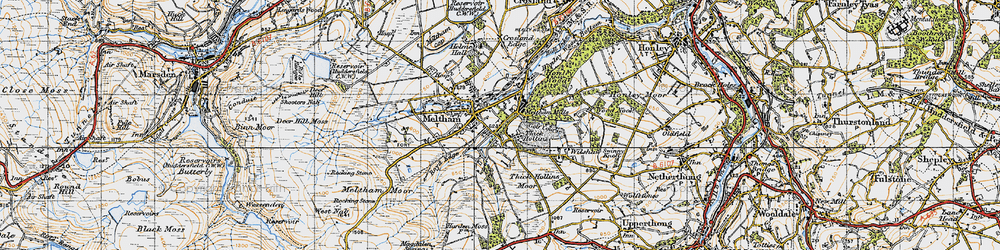 Old map of Thick Hollins in 1947