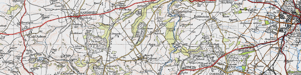 Old map of Thickwood in 1946