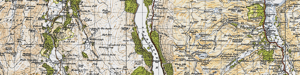 Old map of Bell Crags in 1947