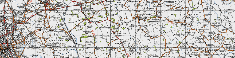 Old map of Thistleton in 1947
