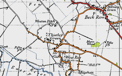 Old map of Thistley Green in 1946