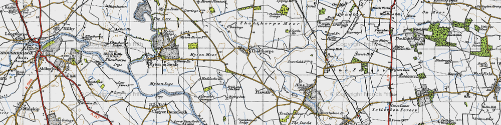 Old map of Tholthorpe in 1947
