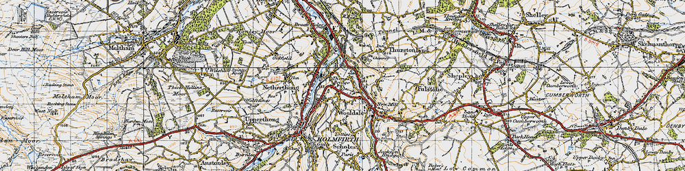 Old map of Thongsbridge in 1947