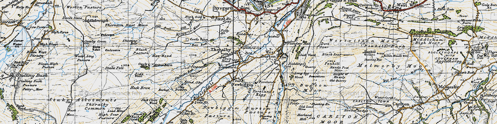 Old map of Thoralby in 1947