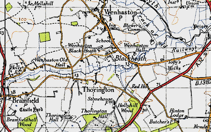 Old map of Thorington in 1946