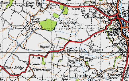 Old map of Thorley Houses in 1946