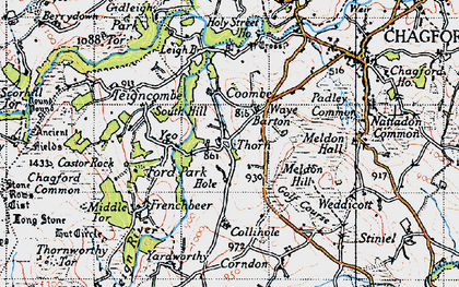 Old map of Thorn in 1946