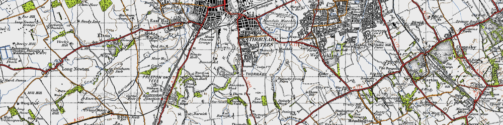 Old map of Thornaby-on-Tees in 1947