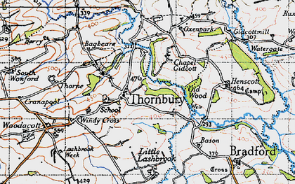 Old map of Thornbury in 1946