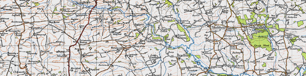 Old map of Gidcott in 1946