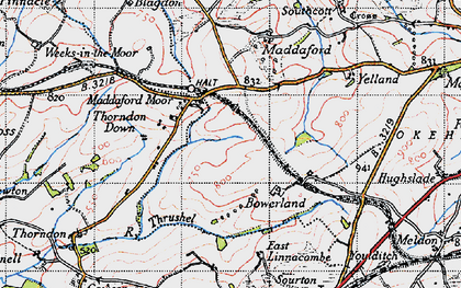 Old map of Thorndon Cross in 1946