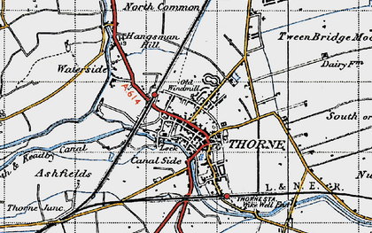 Old map of Thorne in 1947