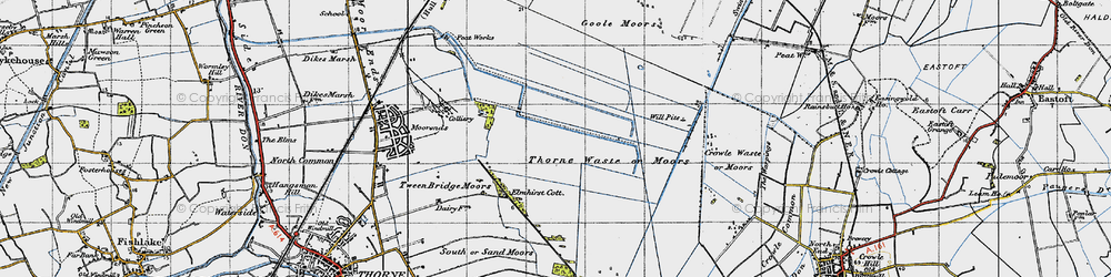 Old map of Thorne Waste in 1947