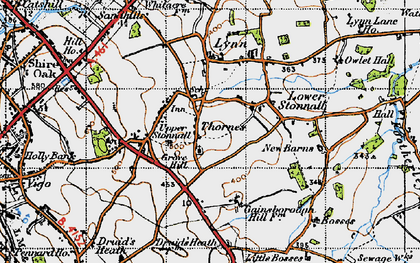 Old map of Thornes in 1946