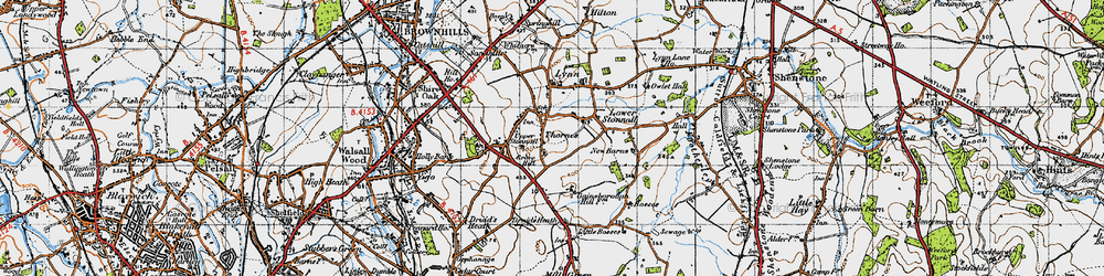 Old map of Thornes in 1946