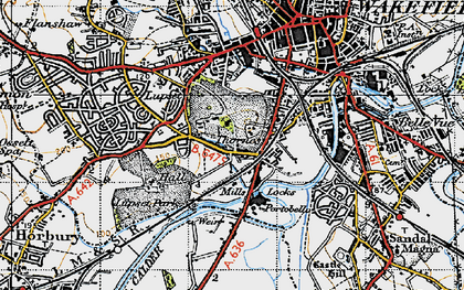 Old map of Thornes in 1947