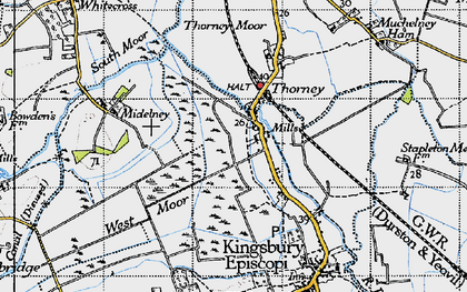 Old map of Thorney in 1945