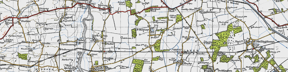 Old map of Thorney in 1947