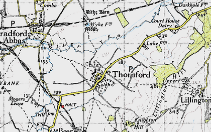 Old map of Thornford in 1945