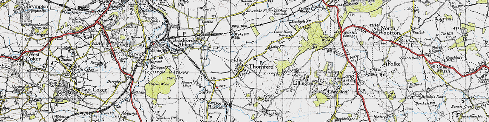 Old map of Thornford in 1945