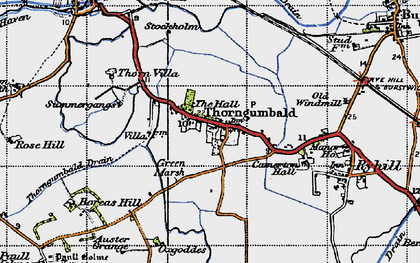 Old map of Thorngumbald in 1947