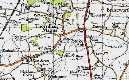 Old map of Thornham Magna in 1946
