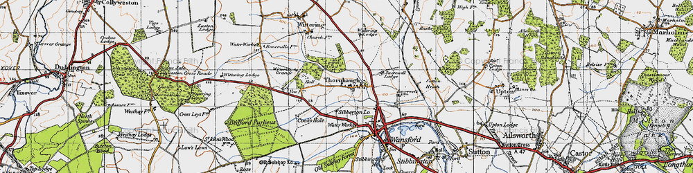 Old map of Thornhaugh in 1946