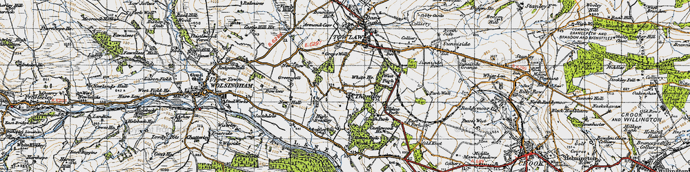 Old map of Thornley in 1947