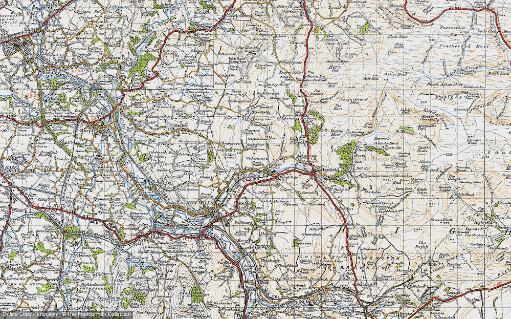 Old Map of Historic Map covering Wethercotes in 1947