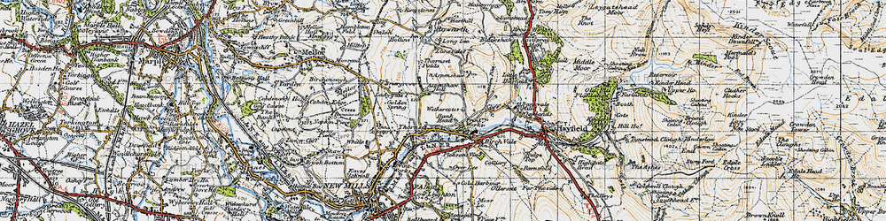 Old map of Thornsett in 1947