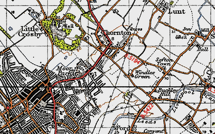 Old map of Thornton in 1947