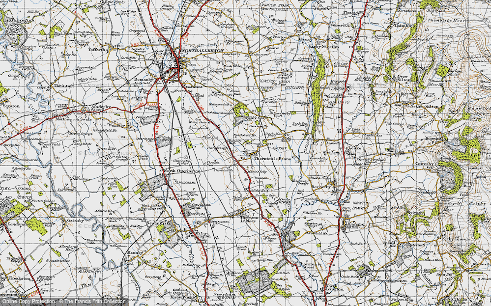 Old Map of Historic Map covering Awmack Ho in 1947