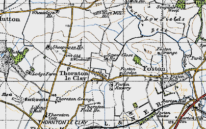 Old map of Thornton-le-Clay in 1947