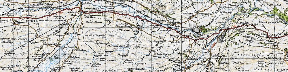 Old map of Aysgarth Moor in 1947