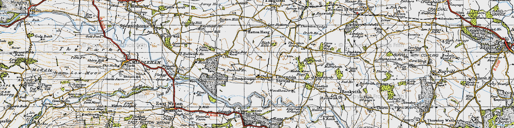 Old map of Thornton Steward in 1947