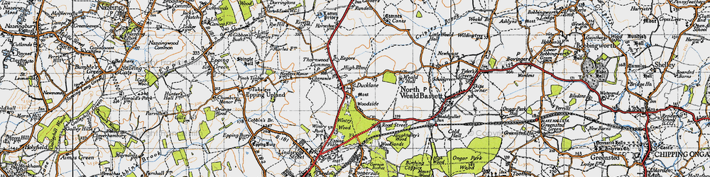 Old map of Thornwood Common in 1946