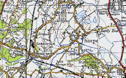 Old map of Thorpe in 1940