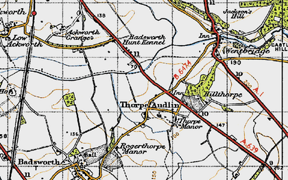 Old map of Thorpe Audlin in 1947