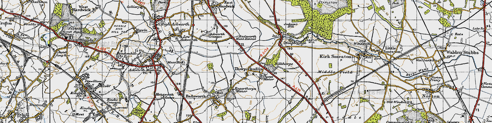 Old map of Thorpe Audlin in 1947