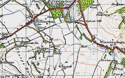 Old map of Thorpe Bassett in 1947